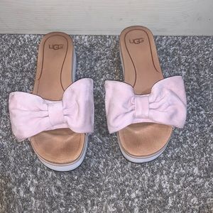 Ugg platform pink bow sandals